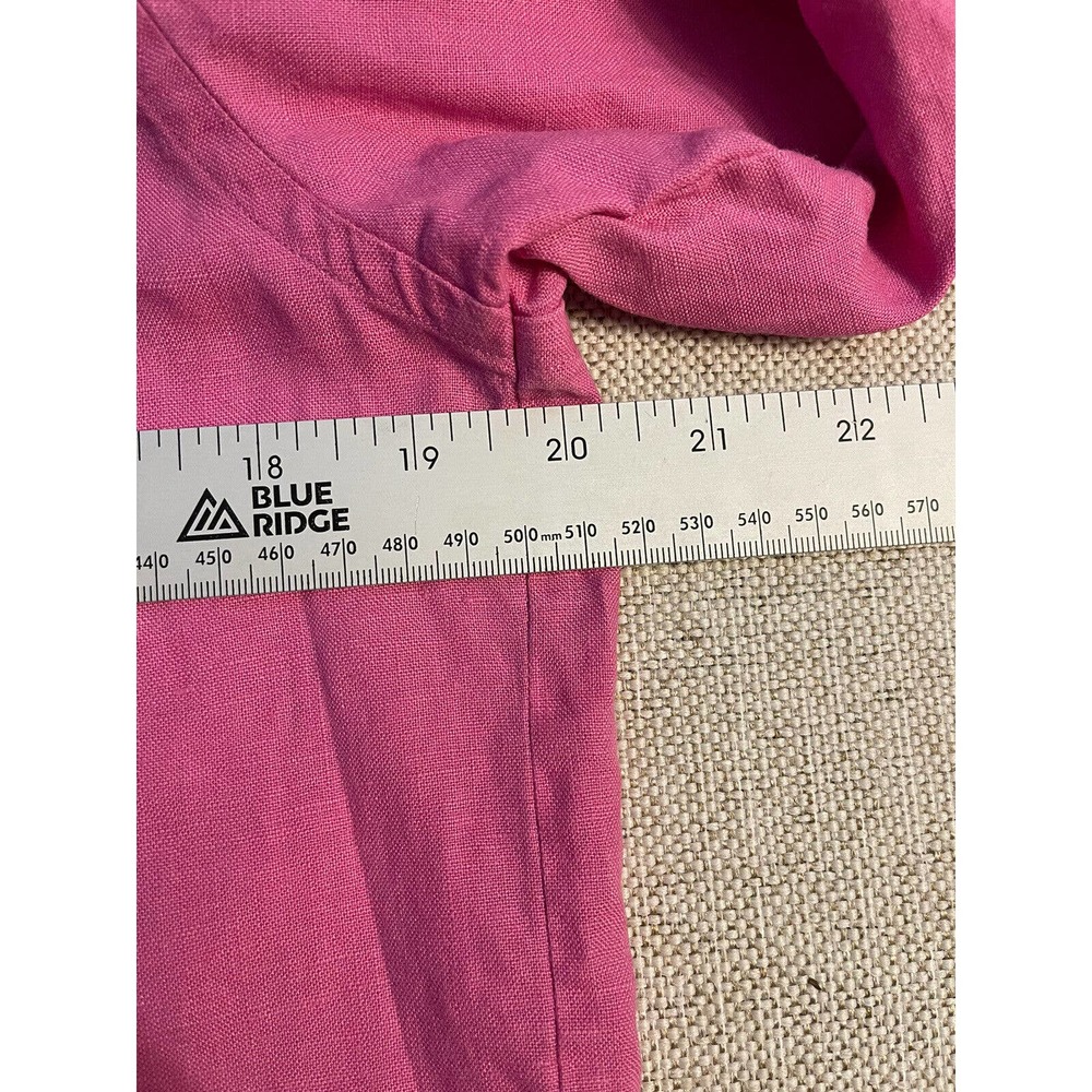 Ralph Lauren Pink Linen Blouse Shirt Gold Buttons Size Med- Barbie Core - Picture 7 of 10
